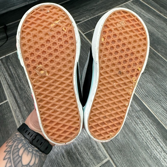 Vans Flower Black and Teal Toddler Sneakers - Picture 7 of 9